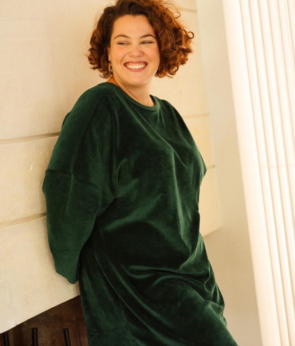 Robe sweat en velours -...