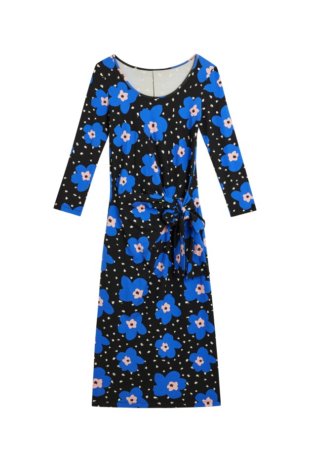 Robe Noeud Atlas - moulante - bleu - coton biologique