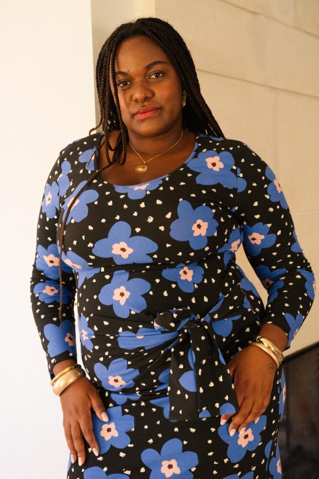 Robe Noeud Atlas - moulante - bleu - coton biologique