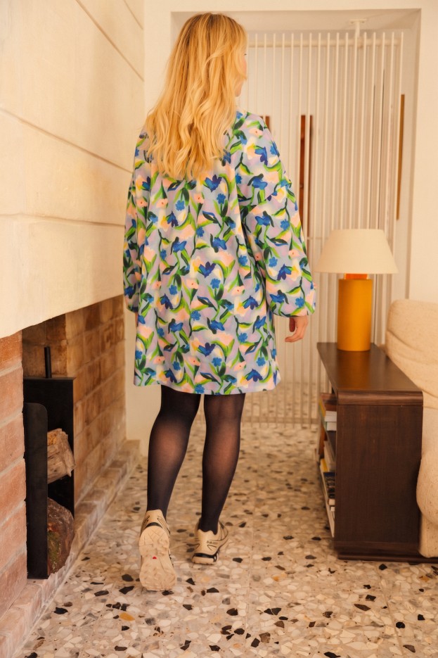 Robe sweat Leila - rose - imprimé fleuri - coton biologique