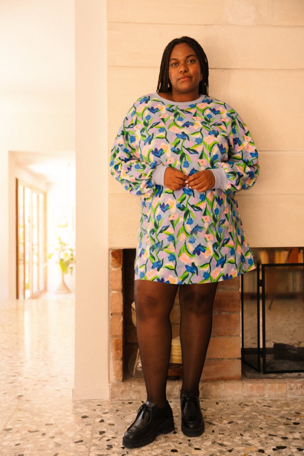 Robe sweat Leila - rose - imprimé fleuri - coton biologique