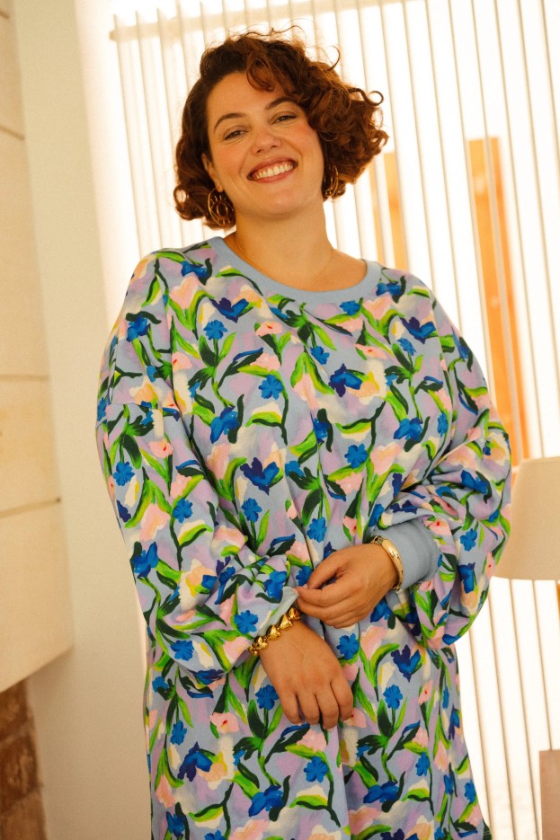 Robe sweat Leila - rose - imprimé fleuri - coton biologique