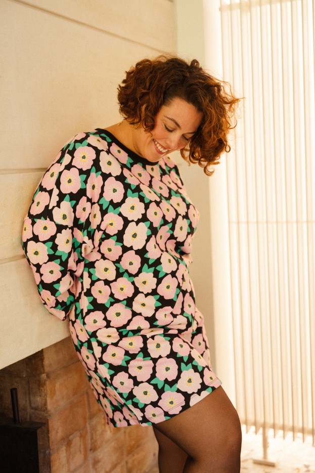 Robe sweat Bougainvillier Bico - oversize - rose - coton biologique