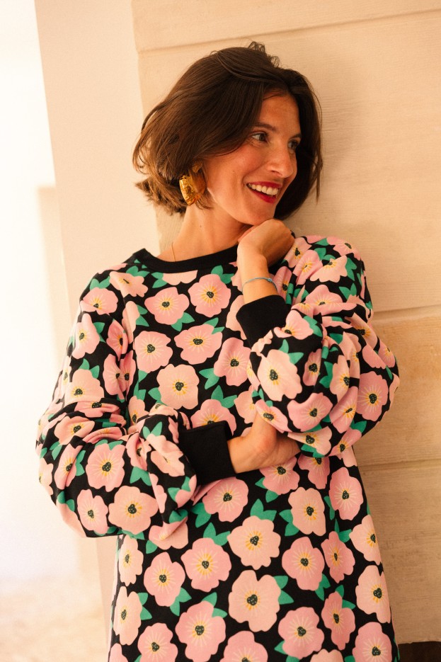 Robe sweat Bougainvillier Bico - oversize - rose - coton biologique