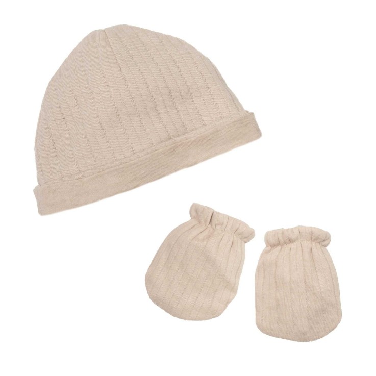 lot bonnet et moufles naissance Coton