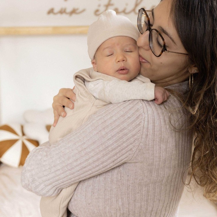 lot bonnet et moufles naissance Coton