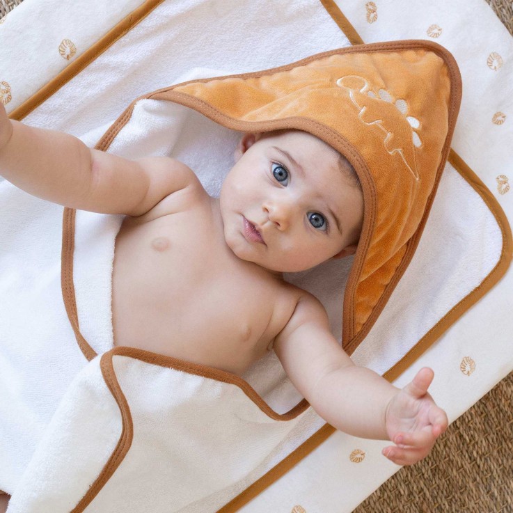 Cape de bain et gant de toilette 100% coton