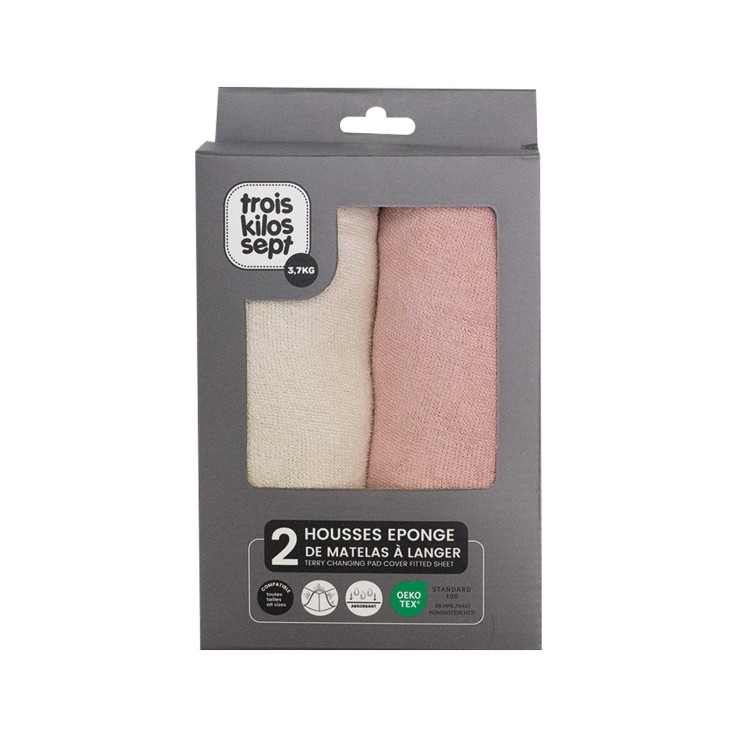 2 housses de matelas à langer Pack 2 Coloris Éponge