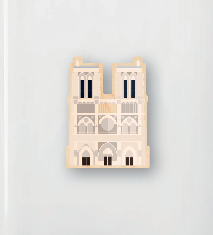 Magnet découpé en bois Notre Dame