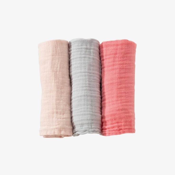 3 Langes mousseline de coton Coton