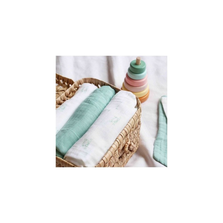 Lot de 3 Langes bébé motif chats Coton