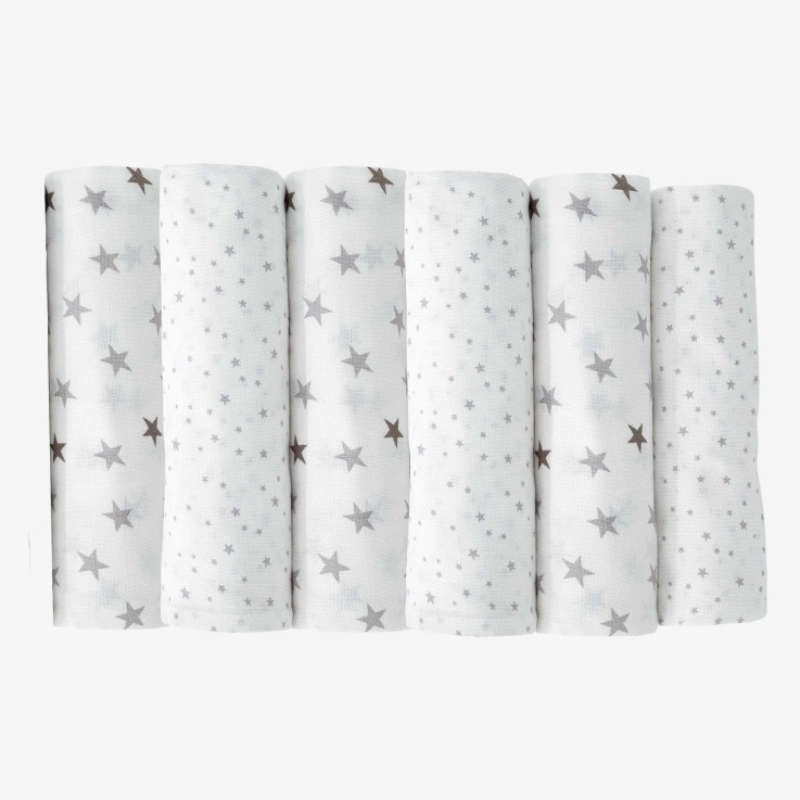 Pack de 6 Langes bébé Coton 70 x 70 cm