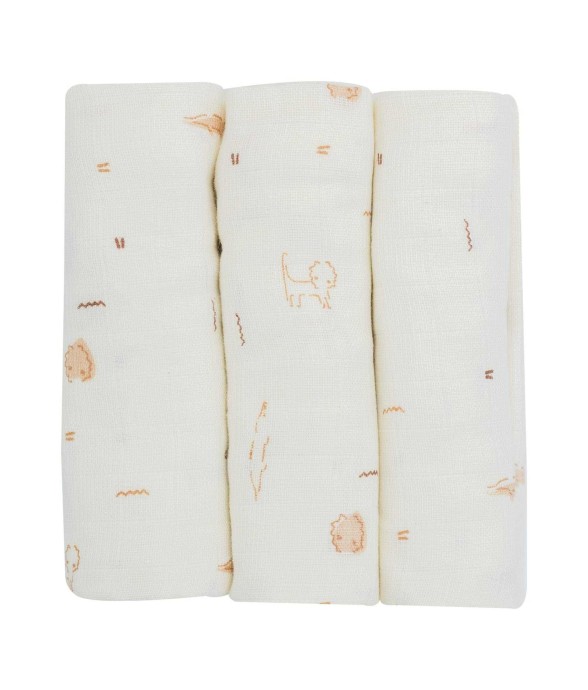 Lot de 3 langes en coton...