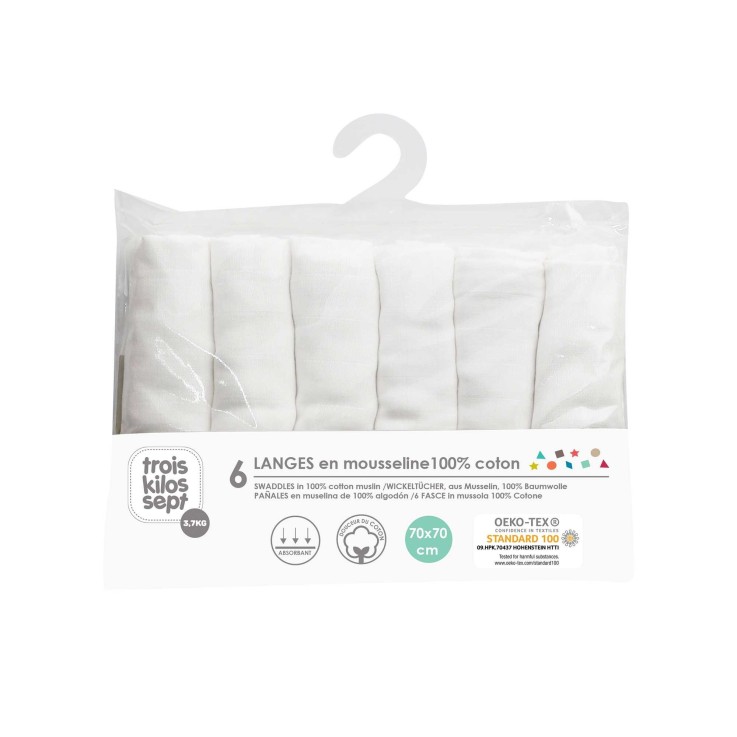 Lot de 6 langes Coton