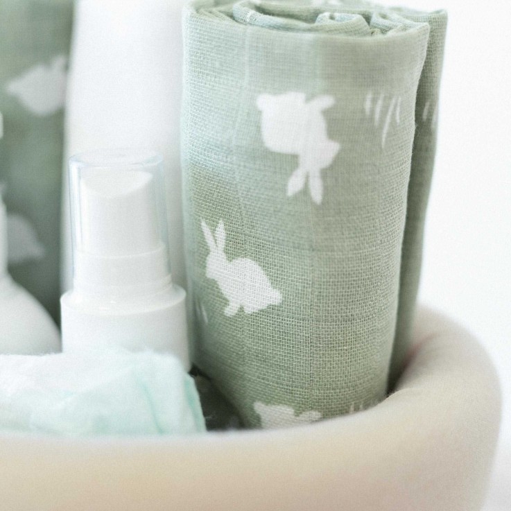 Lot de  3 Langes bébé - motif Lapin Coton