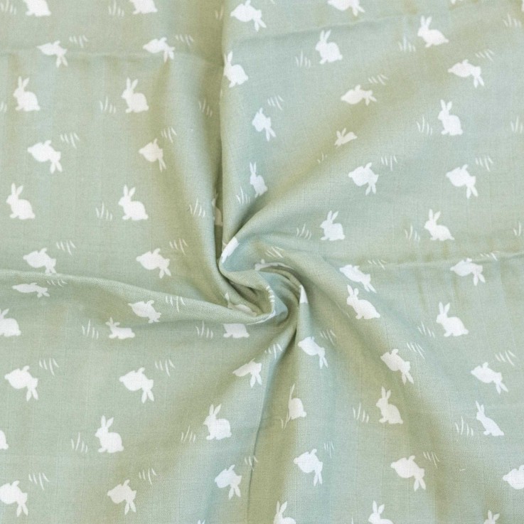 Lot de  3 Langes bébé - motif Lapin Coton