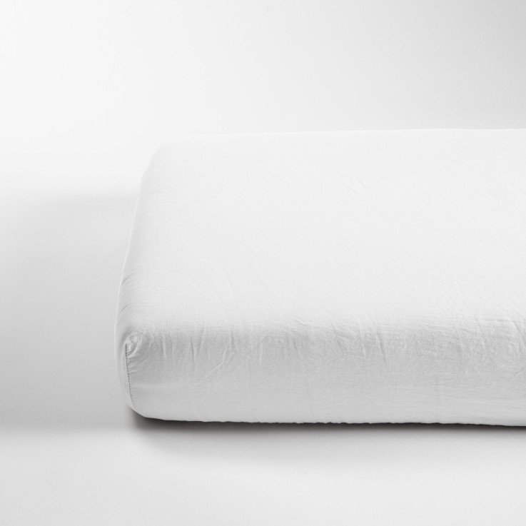 Drap housse 1 personne Satin de Coton Bio lavé