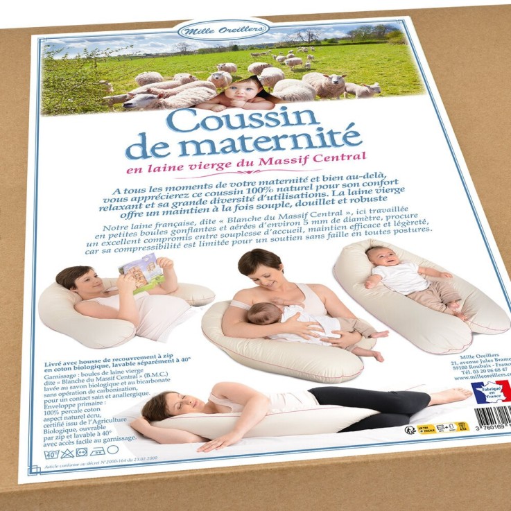 Coussin d'allaitement et maternité en Laine vierge