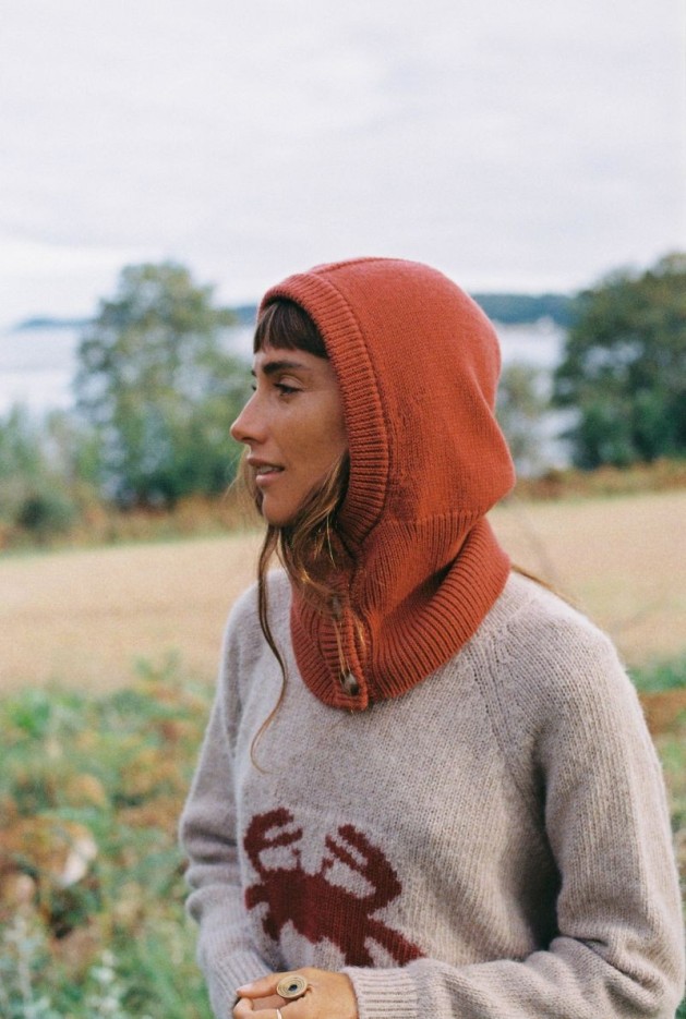 Cagoule Nolwenn Rouge en Laine Mérinos