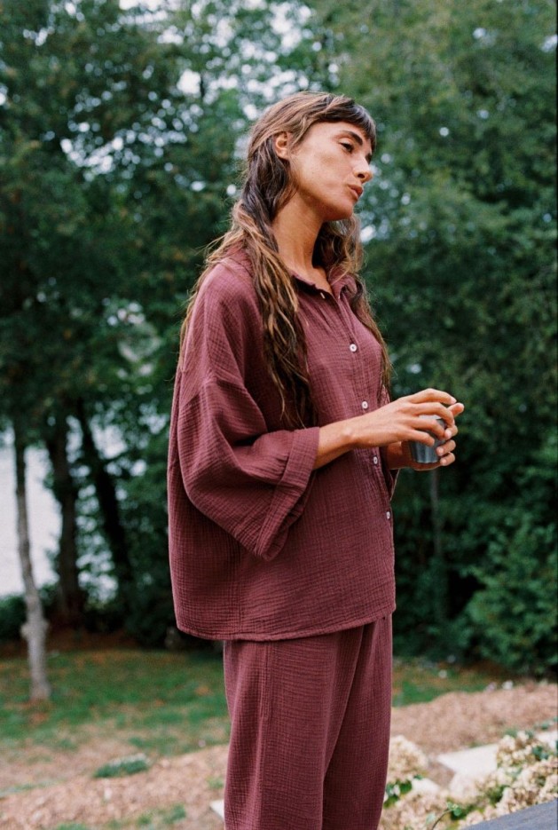 Chemise Axelle Prune en Coton Bio