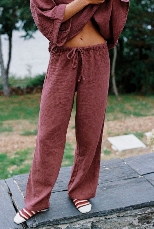 Pantalon Axelle Prune en Coton Bio