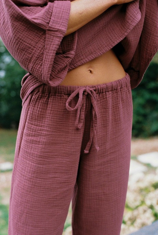 Pantalon Axelle Prune en Coton Bio