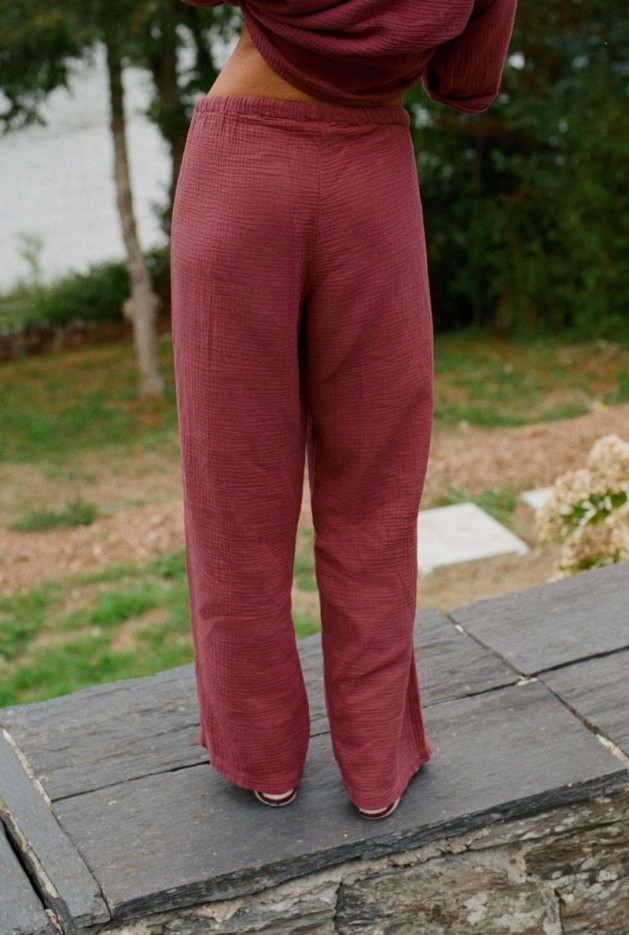 Pantalon Axelle Prune en Coton Bio