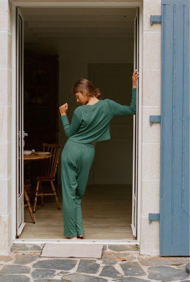 Pantalon Maud Vert en Coton Bio