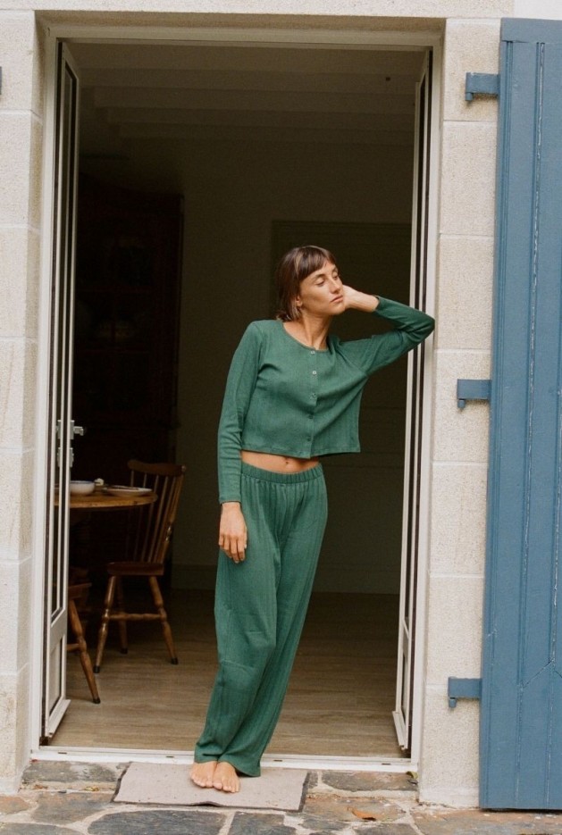 Pantalon Maud Vert en Coton Bio