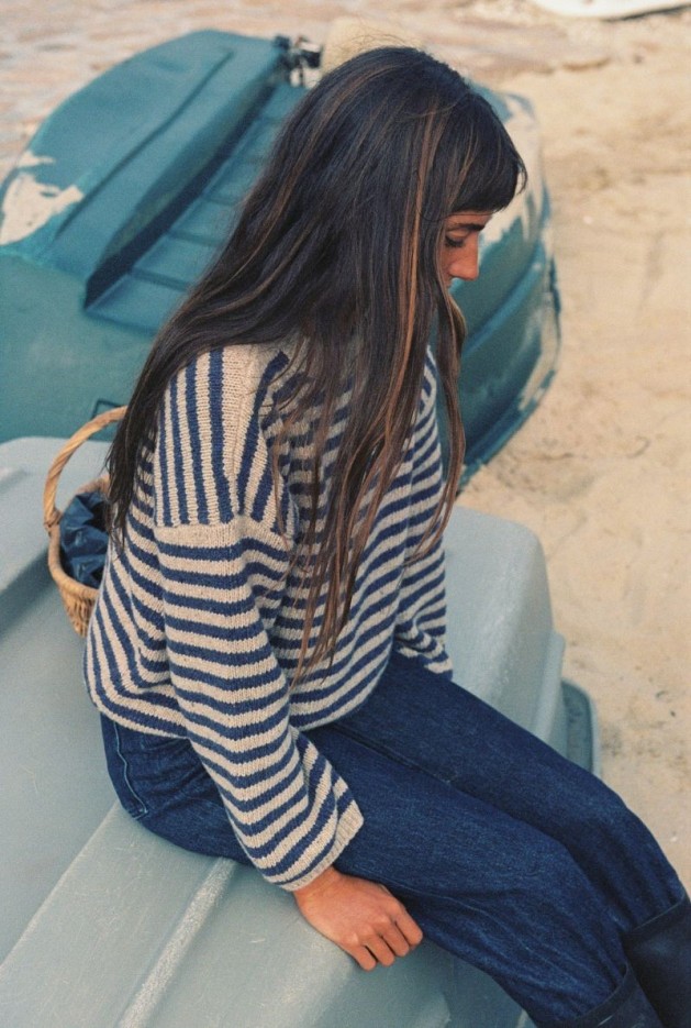 Pull Isa Rayures Blues Fibres Recyclées