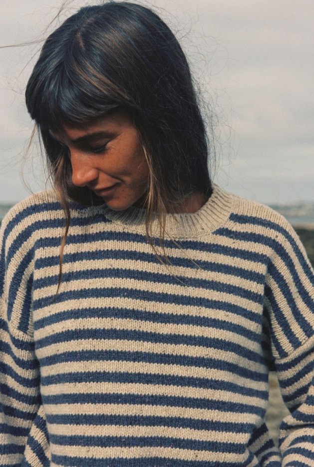 Pull Isa Rayures Blues Fibres Recyclées