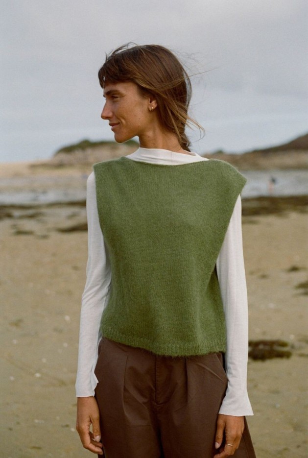 Pull Audrey Kaki en Laine Mohair