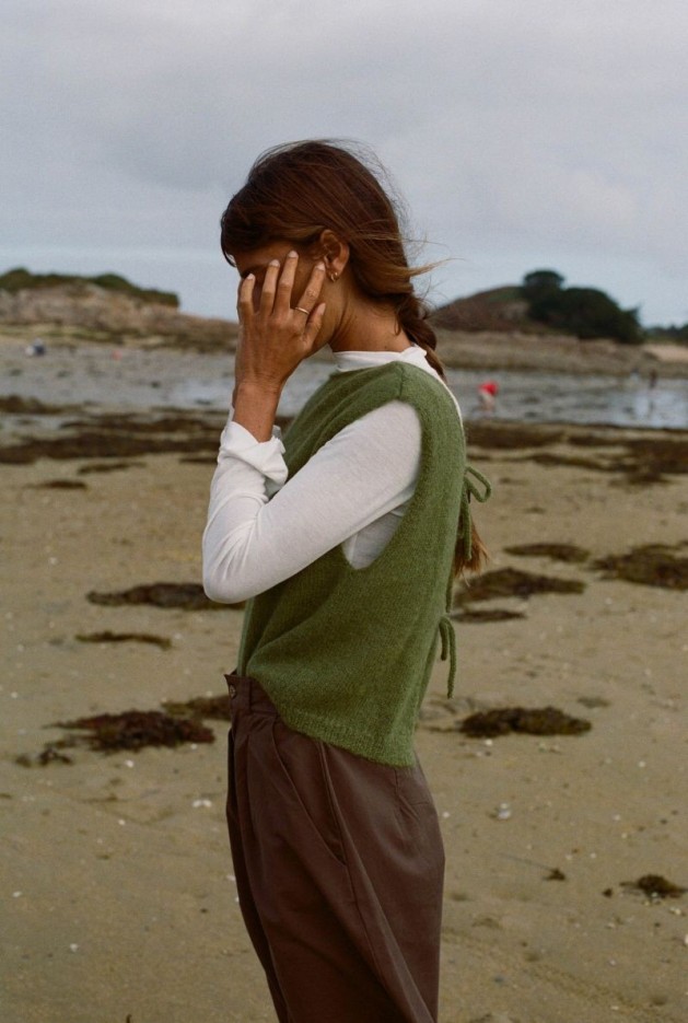 Pull Audrey Kaki en Laine Mohair