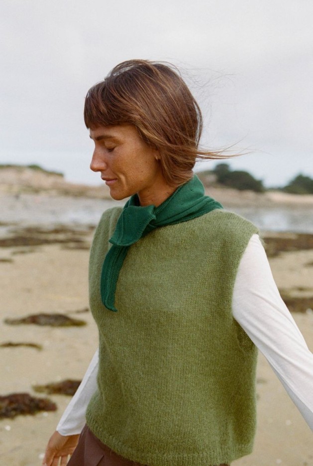 Pull Audrey Kaki en Laine Mohair