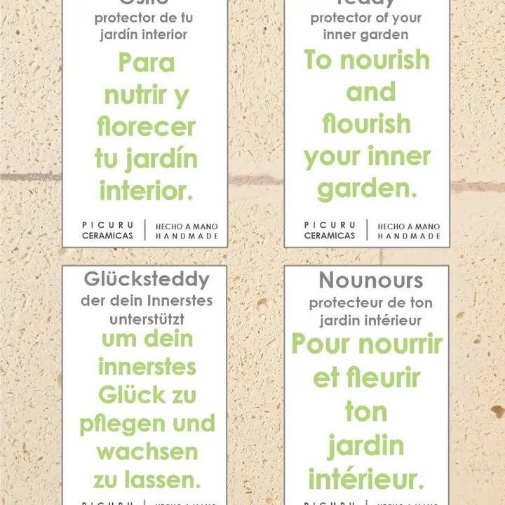 Amulette ourson protecteur en céramique pour jardin intérieur