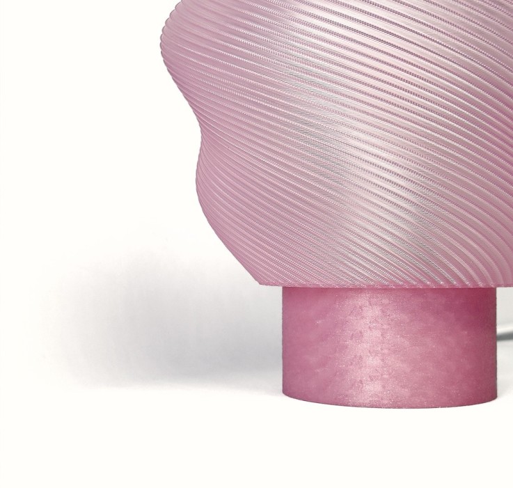Lampe à poser en impression 3D Candy rose avec ampoule G95 E27