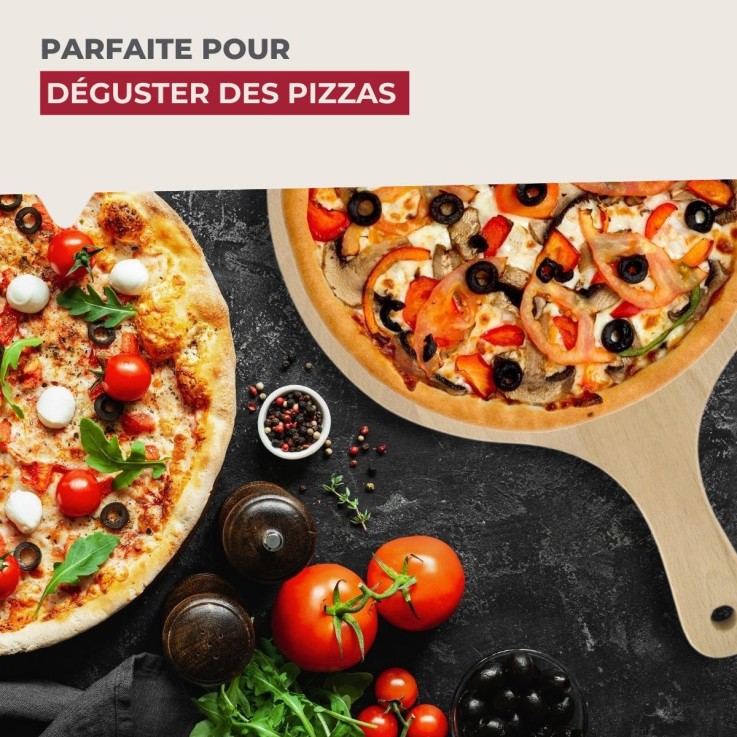 Planche à pizza 30 cm en bois et roulette Fackelmann Boissellerie