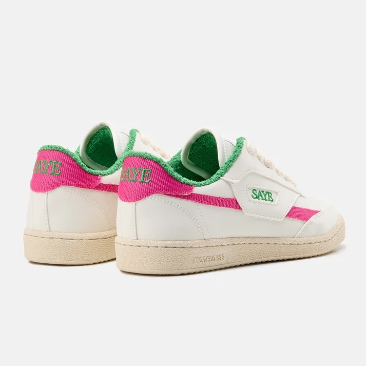 Baskets basses modelo 89 icon fuchsia et jade
