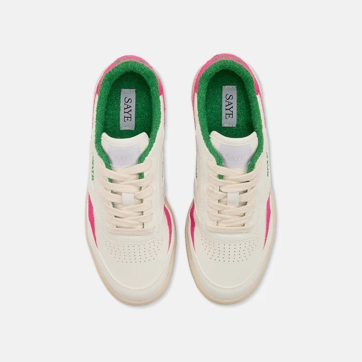 Baskets basses modelo 89 icon fuchsia et jade