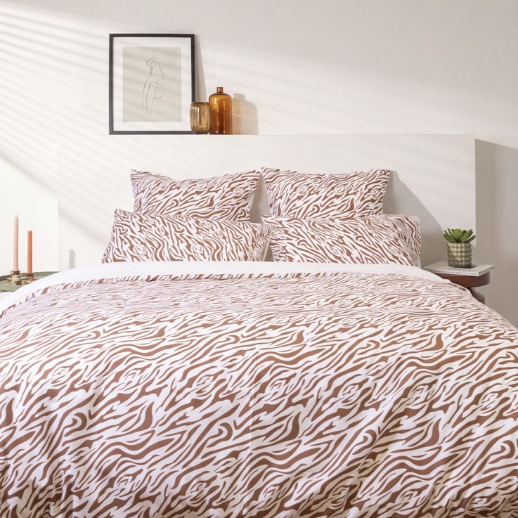 Parure de lit imprimée en percale de coton bio, taies rectangles, LE ZÈBRE