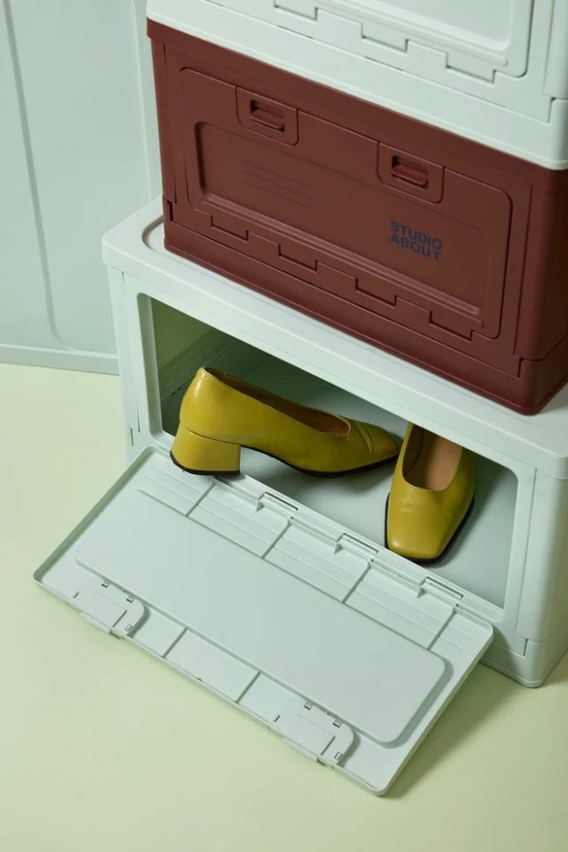 Boîte de rangement verte empilable avec couvercle