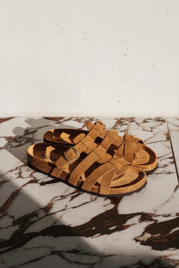 Mules Carmen Noisette en cuir