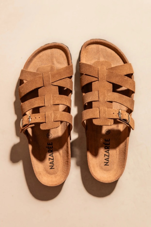 Mules Carmen Noisette en cuir