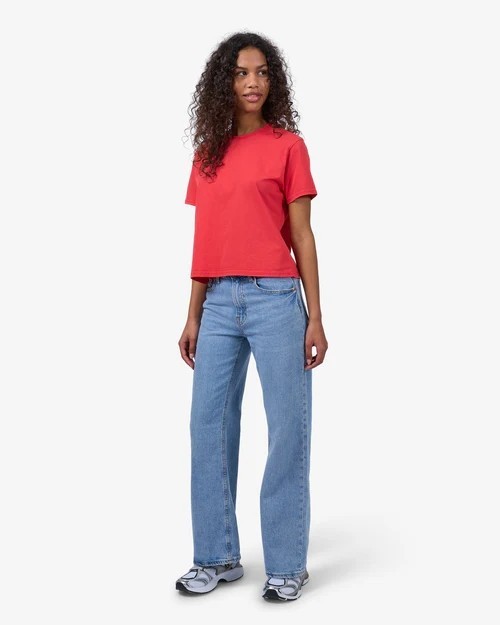 T-shirt crop boxy red tangerine