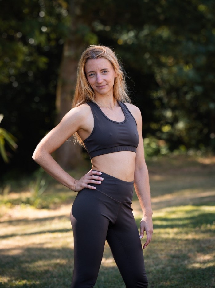 Brassière Yoga Mésange Moka en Fibres Recyclées