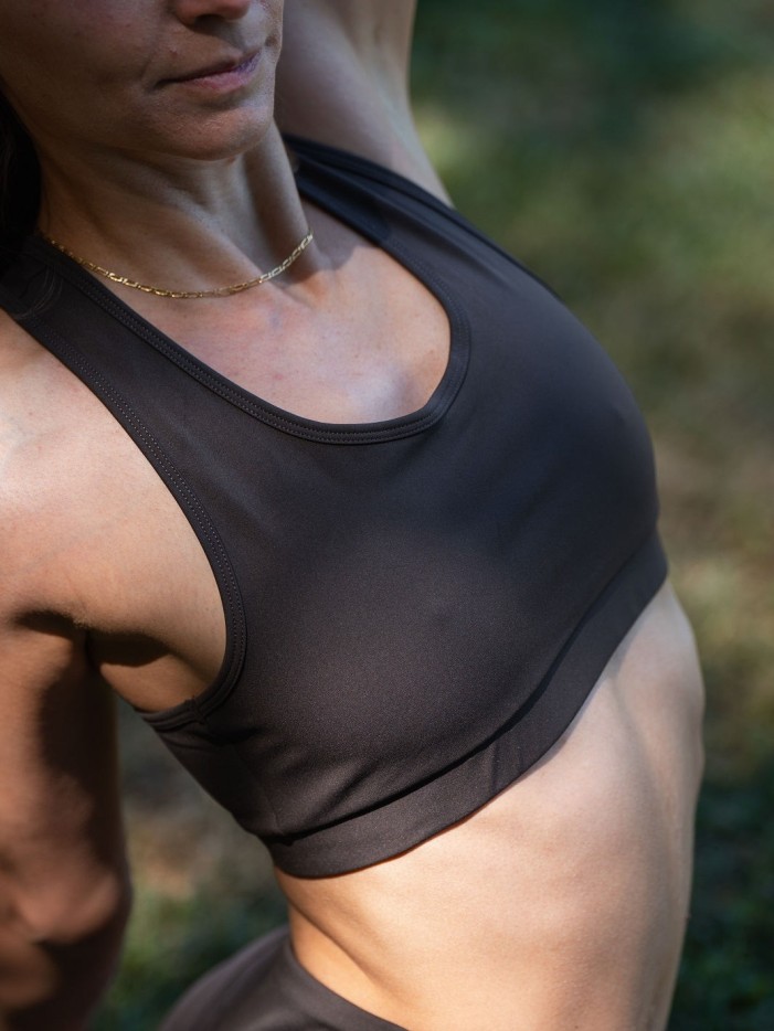 Brassière Yoga Mésange Moka en Fibres Recyclées