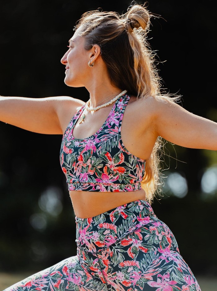 Brassière Yoga Mésange Floraison en Fibres Recyclées