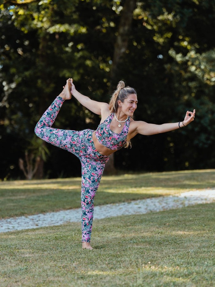 Brassière Yoga Mésange Floraison en Fibres Recyclées