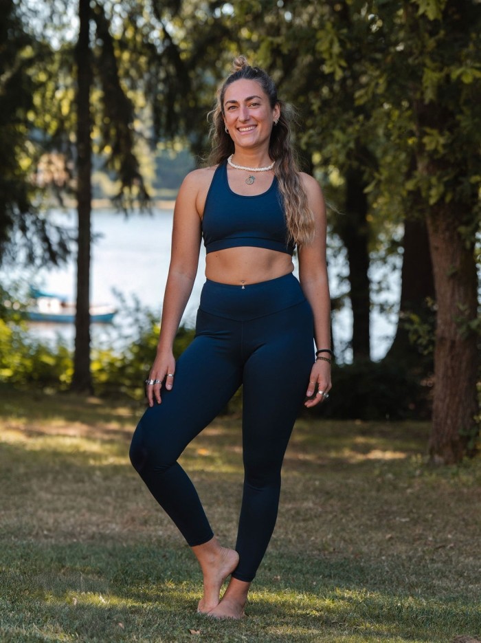 Legging Yoga Colibri Flow Court Minuit Bleu (moins 1,70m) Fibres Recyclées