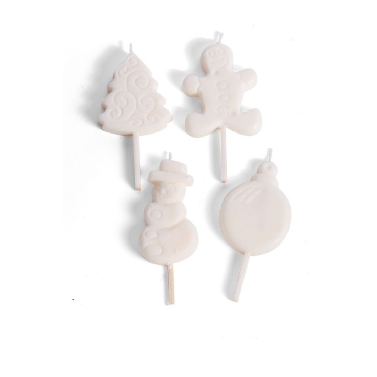 MOULE BOUGIE DECO DE NOEL (4 modèles + 6 bâtonnets) 80x50x10mm